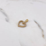 Dije Silueta Corazon 1.35gr / 1.9cm / Doble Faz Circones Negros Blancos Oro Amarillo 18K #