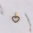 Dije Silueta Corazon 1.35gr / 1.9cm / Doble Faz Circones Negros Blancos Oro Amarillo 18K #