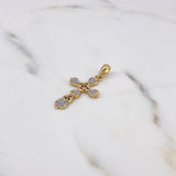 Dije Cruz 2.2gr / 3.2cm / Circones Blancos Negros Dos Oros Amarillo Blanco 18K $