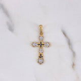 Dije Cruz 2.2gr / 3.2cm / Circones Blancos Negros Dos Oros Amarillo Blanco 18K $