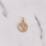 Dije San Miguel Arcangel 1.4gr / 2.1cm / Circones Blancos Oro Amarillo 18K #