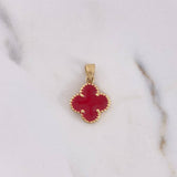 Dije Trebol 3.4gr / 2cm / Rojo Electroestatico Oro Amarillo 18K #