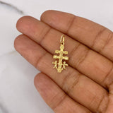 Dije Cruz de Caravaca 0.8gr / 2.5cm / Texturizada Oro Amarillo 18K #