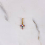 Dije Cruz 1gr / 1.9cm / Doble Faz Circones Blancos Colores Oro Amarillo 18K #