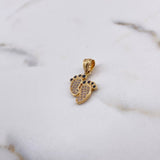 Dije Pies 1.7gr / 2cm / Circones Negros Blancos Oro Amarillo 18K &