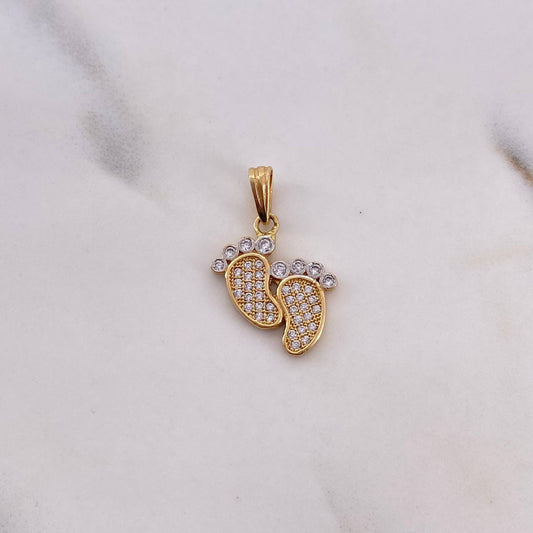 Dije Pies 1.5gr / 2cm / Circones Blancos Dos Oros Amarillo Blanco 18K $