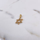 Dije Estrella De David 1.55gr / 2.3cm / Circones Blancos Oro Amarillo 18K &
