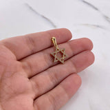 Dije Estrella De David 1.55gr / 2.3cm / Circones Blancos Oro Amarillo 18K &