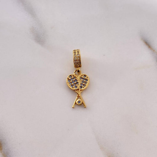 Dije Raquetas 1.95gr / 2.4cm / Circones Azules Blancos Oro Amarillo 18K $
