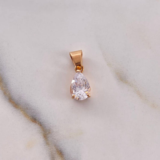Dije Gota Canasta 1.55gr / 1.5cm / Circon Blanco Oro Rosa 18K $