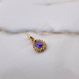 Dije Halo Gota 1.2gr / 1.8cm / Circones Morado Blancos Oro Amarillo 18K #