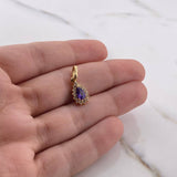Dije Halo Gota 1.2gr / 1.8cm / Circones Morado Blancos Oro Amarillo 18K #