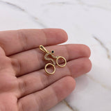 Dije Bicicleta 1.55gr / 2.3cm / Circones Negro Blancos Oro Amarillo 18K #
