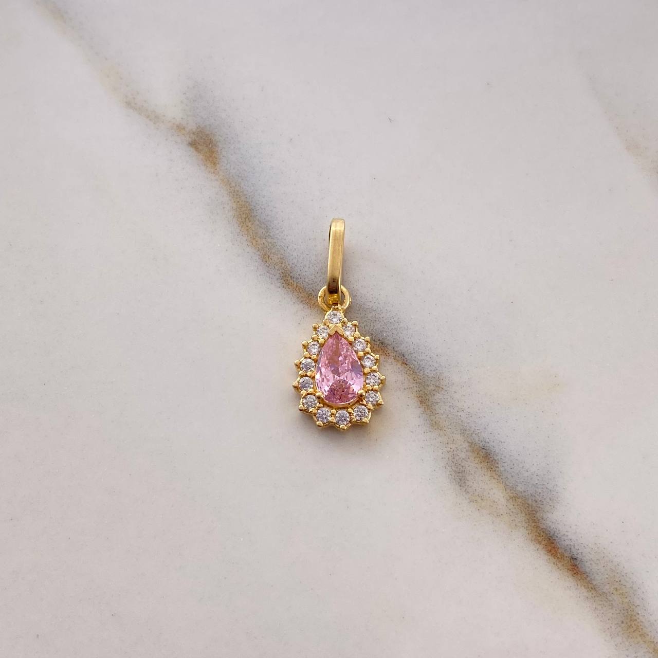 Dije Halo Gota 1.2gr / 1.9cm / Circones Rosado Blancos Oro Amarillo 18K $