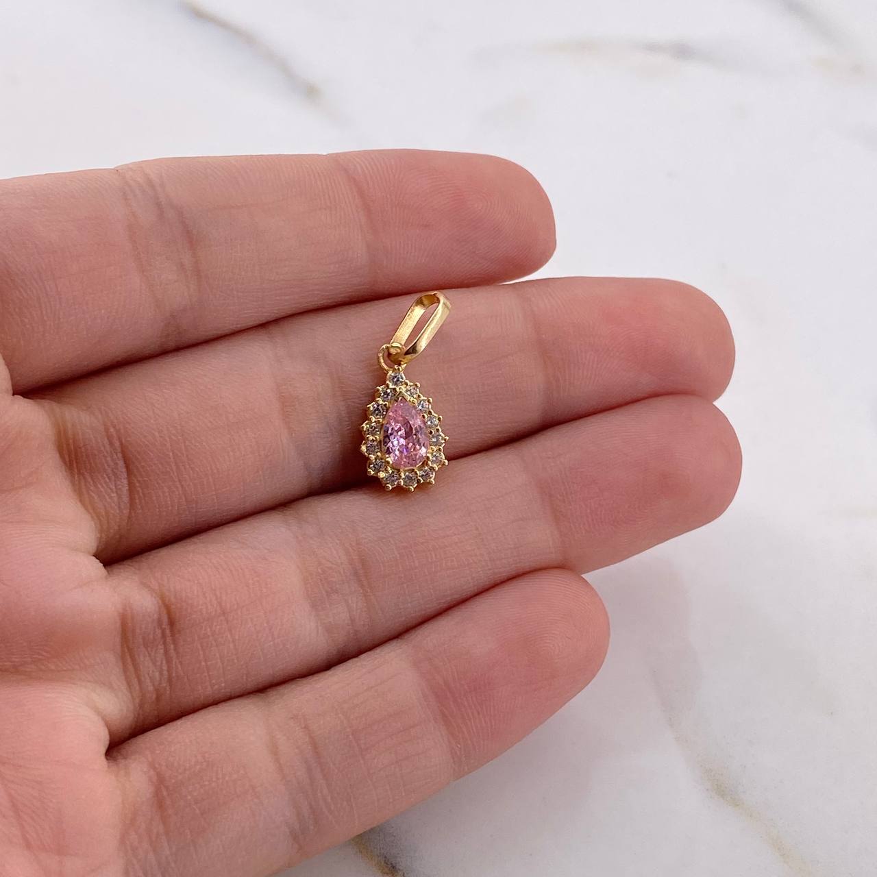 Dije Halo Gota 1.2gr / 1.9cm / Circones Rosado Blancos Oro Amarillo 18K $