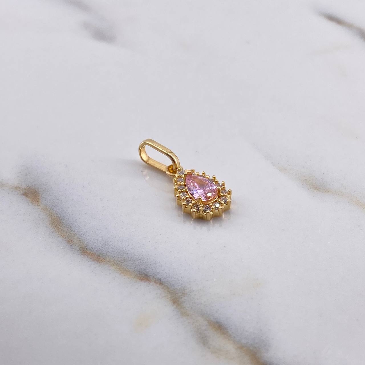 Dije Halo Gota 1.2gr / 1.9cm / Circones Rosado Blancos Oro Amarillo 18K $