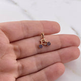 Dije Bicicleta 0.85gr / 1.3cm / Circones Morados Blanco Oro Rosa 18K $