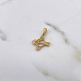 Dije Flecha Y Arco 1.5gr / 2.2cm / Circones Blancos Oro Amarillo 18K $