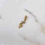 Dije Nota Musical Cruz 1.05gr / 2.2cm / Circones Blancos Dos Oros Amarillo Blanco 18K &