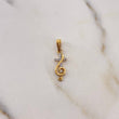Dije Nota Musical Cruz 1.05gr / 2.2cm / Circones Blancos Dos Oros Amarillo Blanco 18K &
