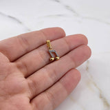 Dije Nota Musical 0.9gr / 1.8cm / Circones Blancos Dos Oros Amarillo Blanco 18K #