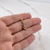 Dije Nota Musical Cruz 1.05gr / 2.2cm / Circones Blancos Dos Oros Amarillo Blanco 18K &