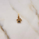 Dije Huella 0.5gr / 1.4cm / Circones Negros Oro Amarillo 18K #
