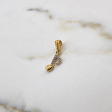 Dije Nota Musical 0.75gr / 1.7cm / Circones Blancos Dos Oros Amarillo Blanco 18K $