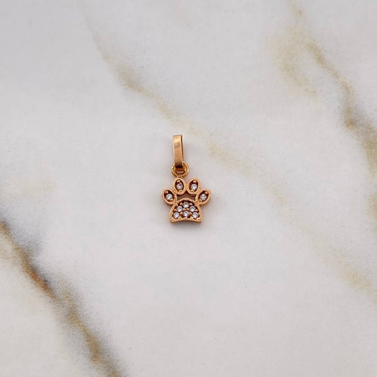 Dije Huella 0.5gr / 1.4cm / Circones Blancos Oro Rosa 18K &