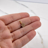 Dije Huella 0.5gr / 1.4cm / Circones Blancos Oro Amarillo 18K #