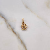 Dije Huella 0.5gr / 1.4cm / Circones Blancos Oro Amarillo 18K #