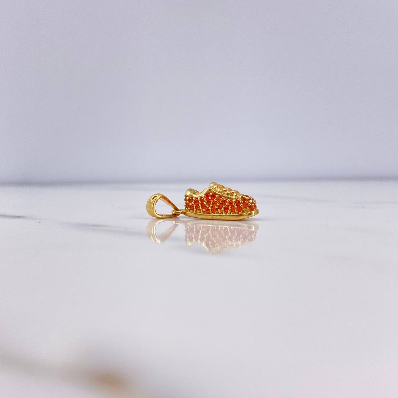 Dije Zapato 2.65gr / 2.2cm / Circones Naranjas Oro Amarillo 18K #