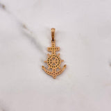 Dije Ancla Timon 2.65gr / 3.5cm / Circones Verdes Blancos Oro Rosa 18K $