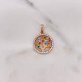 Dije Arbol De la Vida 1.9gr / 2.3cm / Circones Colores Oro Rosa 18K $