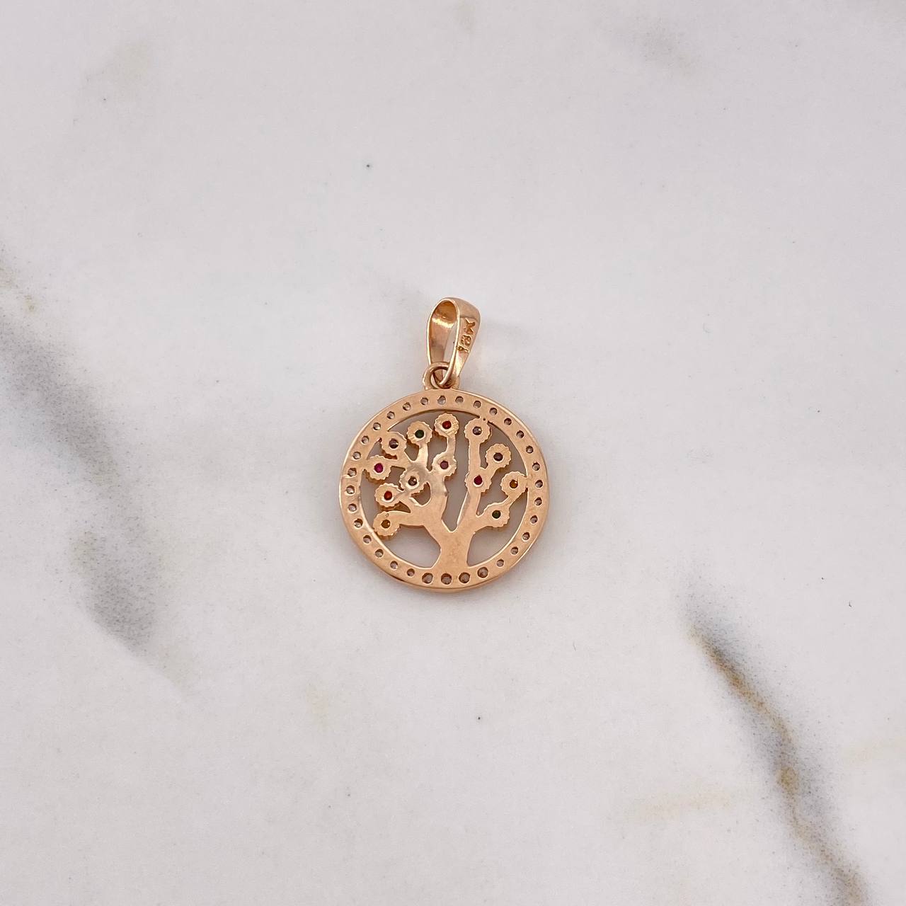 Dije Arbol De la Vida 1.9gr / 2.3cm / Circones Colores Oro Rosa 18K $