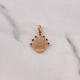 Dije Corona Queen 2.1gr / 2.4cm / Circones Negros Oro Rosa 18K $