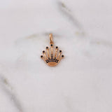 Dije Corona Queen 2.1gr / 2.4cm / Circones Negros Oro Rosa 18K $