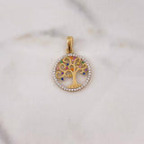 Dije Arbol De la Vida 2.05gr / 2.7cm / Circones Colores Dos Oros Amarillo Blanco 18K #