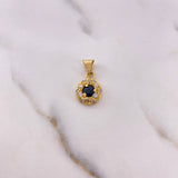 Dije Halo Circulo 1.85gr / 2cm / Circones Azul Blancos Oro Amarillo 18K $