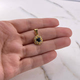 Dije Halo Circulo 1.85gr / 2cm / Circones Azul Blancos Oro Amarillo 18K $