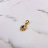 Dije Halo Circulo 1.85gr / 2cm / Circones Azul Blancos Oro Amarillo 18K $