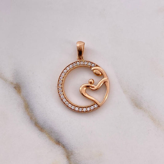 Dije Circulo Amor 2gr / 2.6cm / Circones Blancos Oro Rosa 18K $