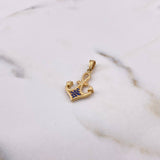 Dije Ancla 1.7gr / 2.6cm / Circones Azules Oro Amarillo 18K $