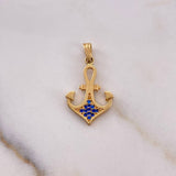 Dije Ancla 1.7gr / 2.6cm / Circones Azules Oro Amarillo 18K $
