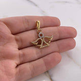 Dije Angel 2.1gr / 3cm / Circones Blancos Dos Oros Amarillo Blanco 18K &