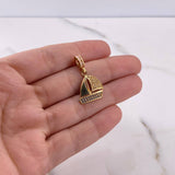 Dije Barco 2.45gr / 2.6cm / Circones Rosados Azules Blancos Oro Amarillo 18K $