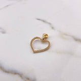 Dije Silueta Corazon 1.55gr / 2.5cm / Circones Blancos Oro Amarillo 18K #