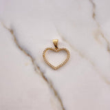Dije Silueta Corazon 1.55gr / 2.5cm / Circones Blancos Oro Amarillo 18K #