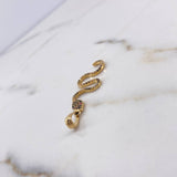 Dije Serpiente 1.9gr / 3.9cm / Circones Negros Fucsias Blancos Oro Amarillo 18K &
