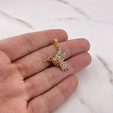Dije Colibri 2.15gr / 2.5cm / Circones Colores Dos Oros Amarillo Blanco 18K #